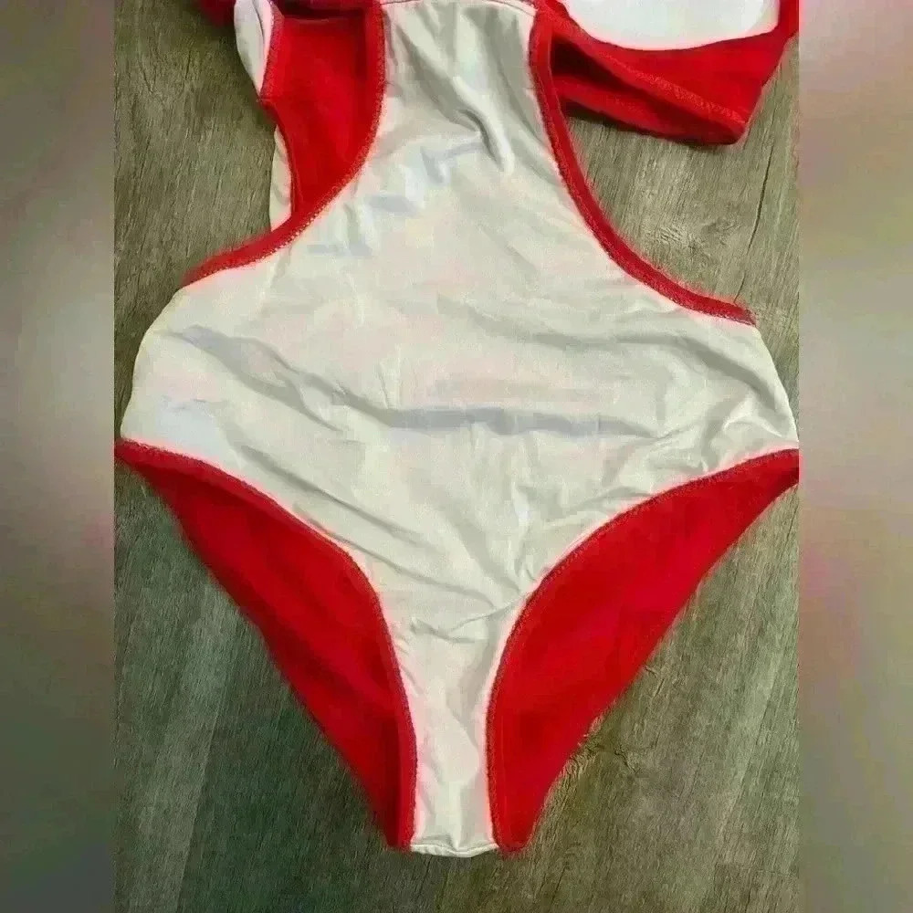 Cupshe Red Cutout One Piece Swimsuit with molded cups - Picture 6 of 10